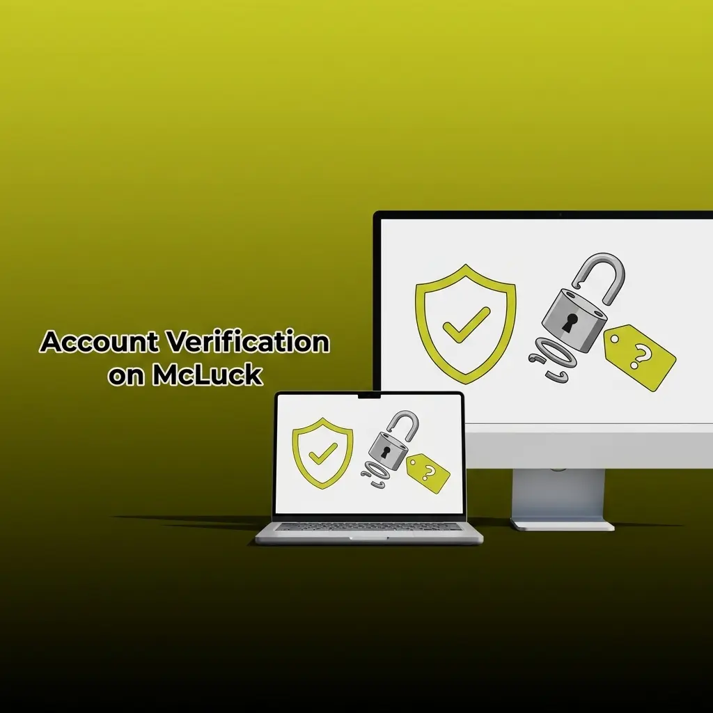McLuck account verification steps showing KYC process with ID upload and proof of address requirements