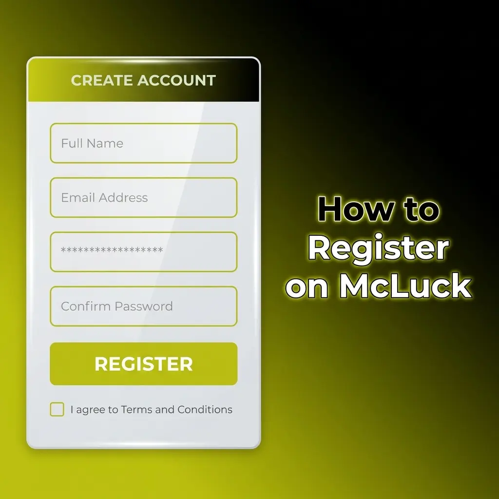 McLuck registration form showing sign-up steps to claim GC 7,500 and FREE SC 2.5 welcome bonus
