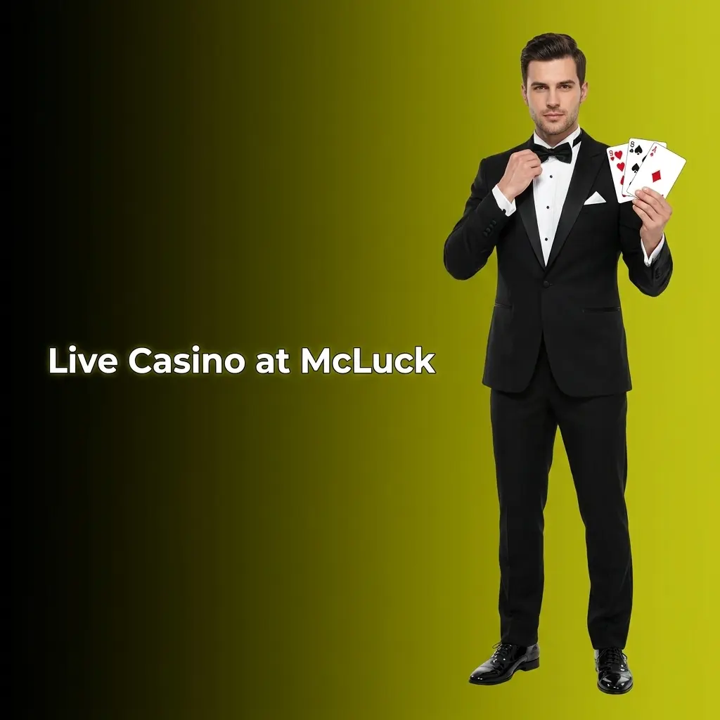 McLuck live casino with real dealers via HD stream offering blackjack, roulette, baccarat, and game shows