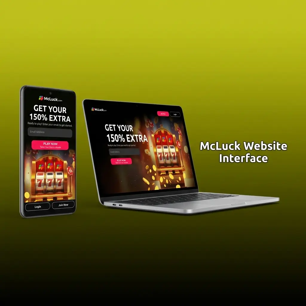 McLuck casino website interface showing top navigation bar with Casino lobby, Promotions, coin shop, and account balance options